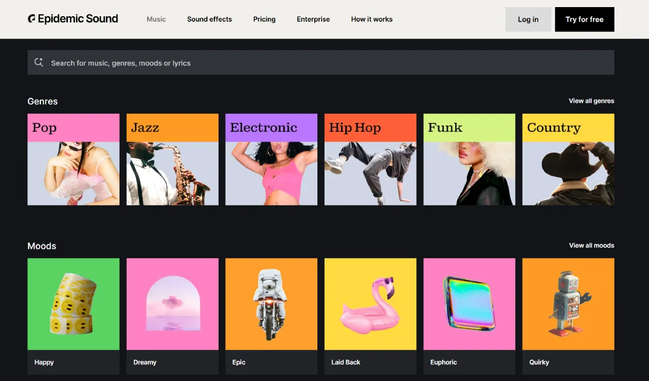 Epidemic sound screenshot