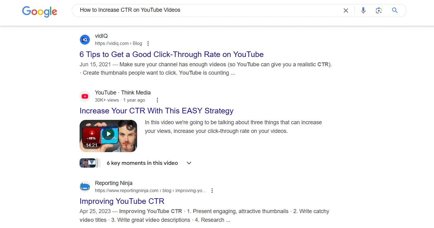 Google search results