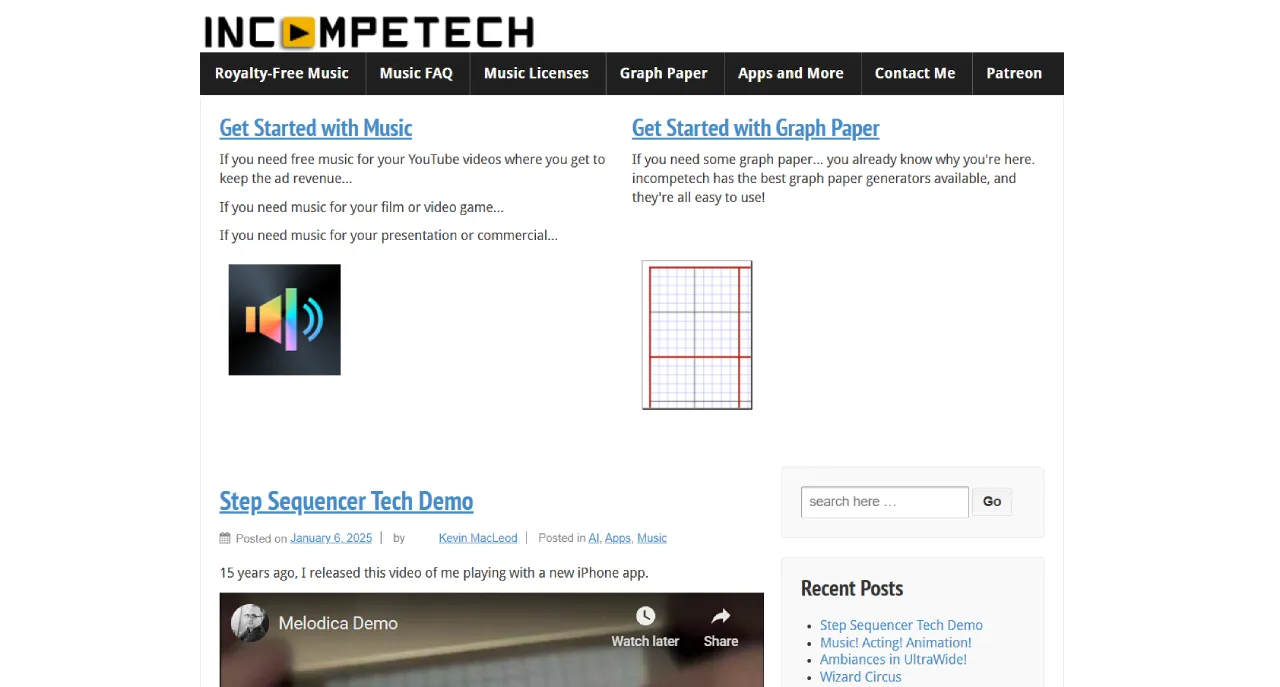 Incompetech screenshot