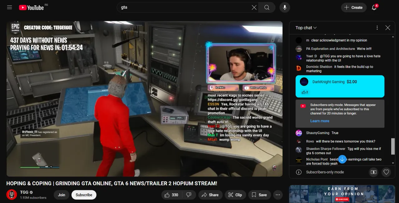 Livestream Super Chat example