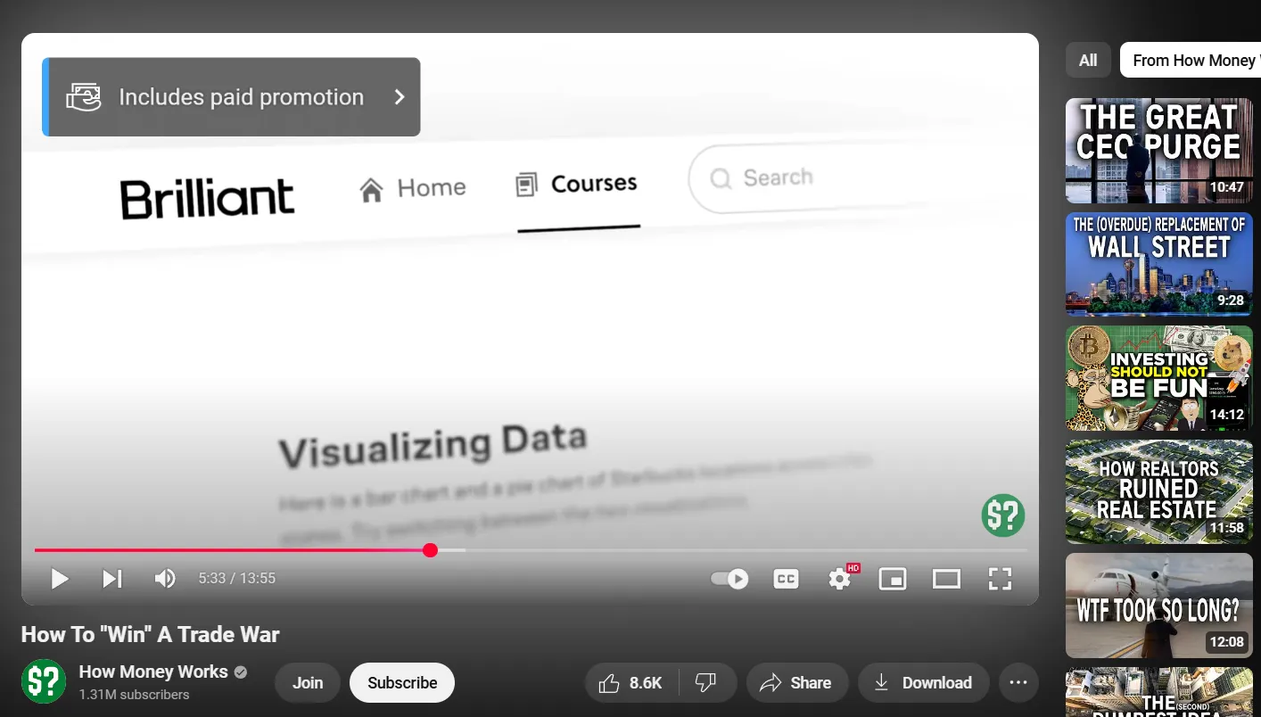 Paid promotion on YouTube video