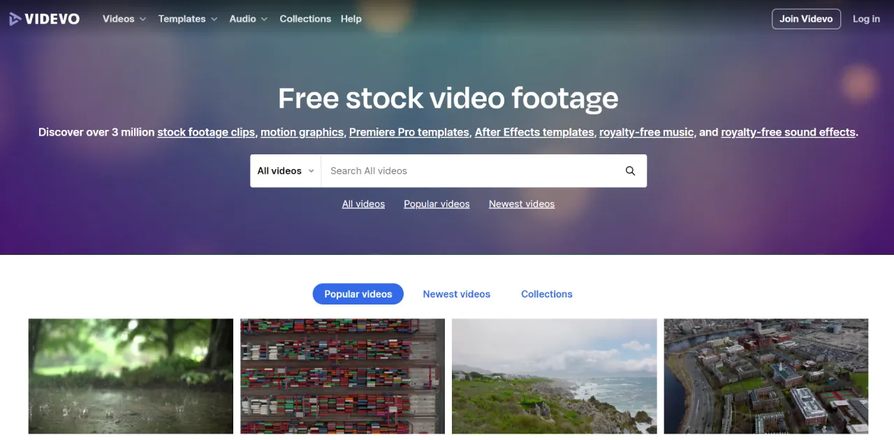 Videvo library screenshot