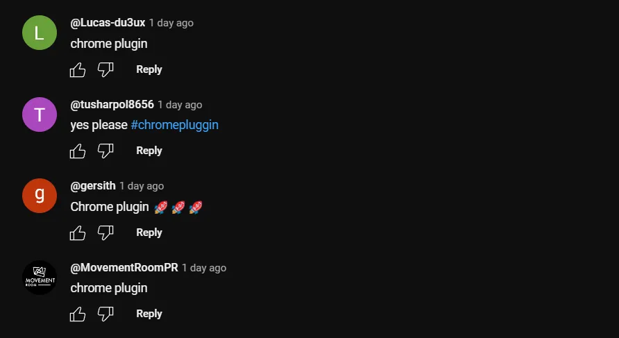 YouTube comments with keywords
